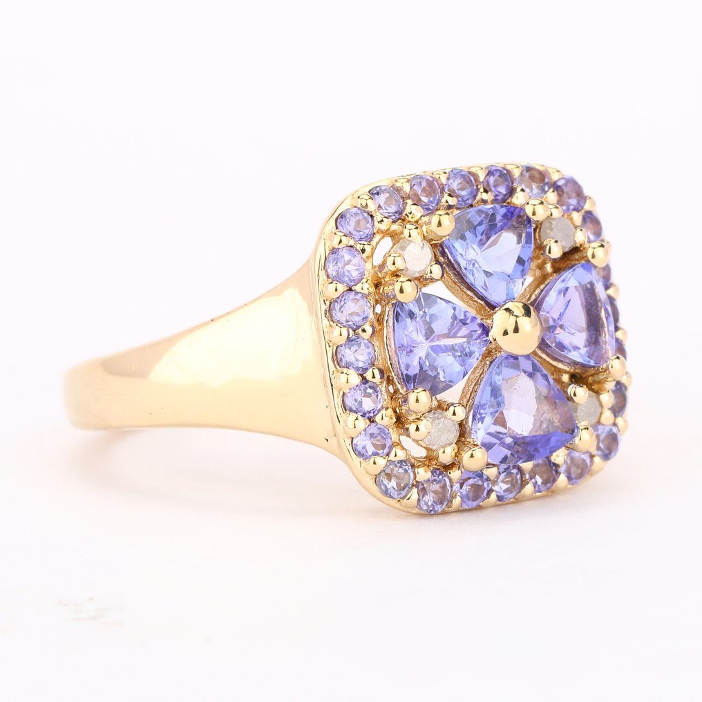 Nincs minimálár - Gyűrű Aranyozott, Ezüst -  1.40ct. tw. Tanzanit #4.3