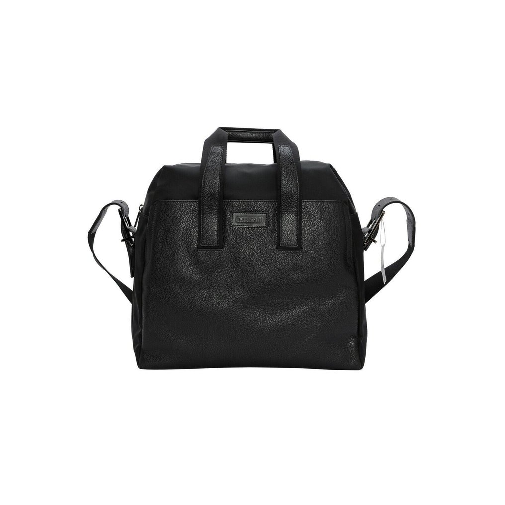 a.Testoni Bologna RRP 629€ Pc Case / Backpack Black Karibu Calf + Fabric Luxury - Τσάντα #1.0