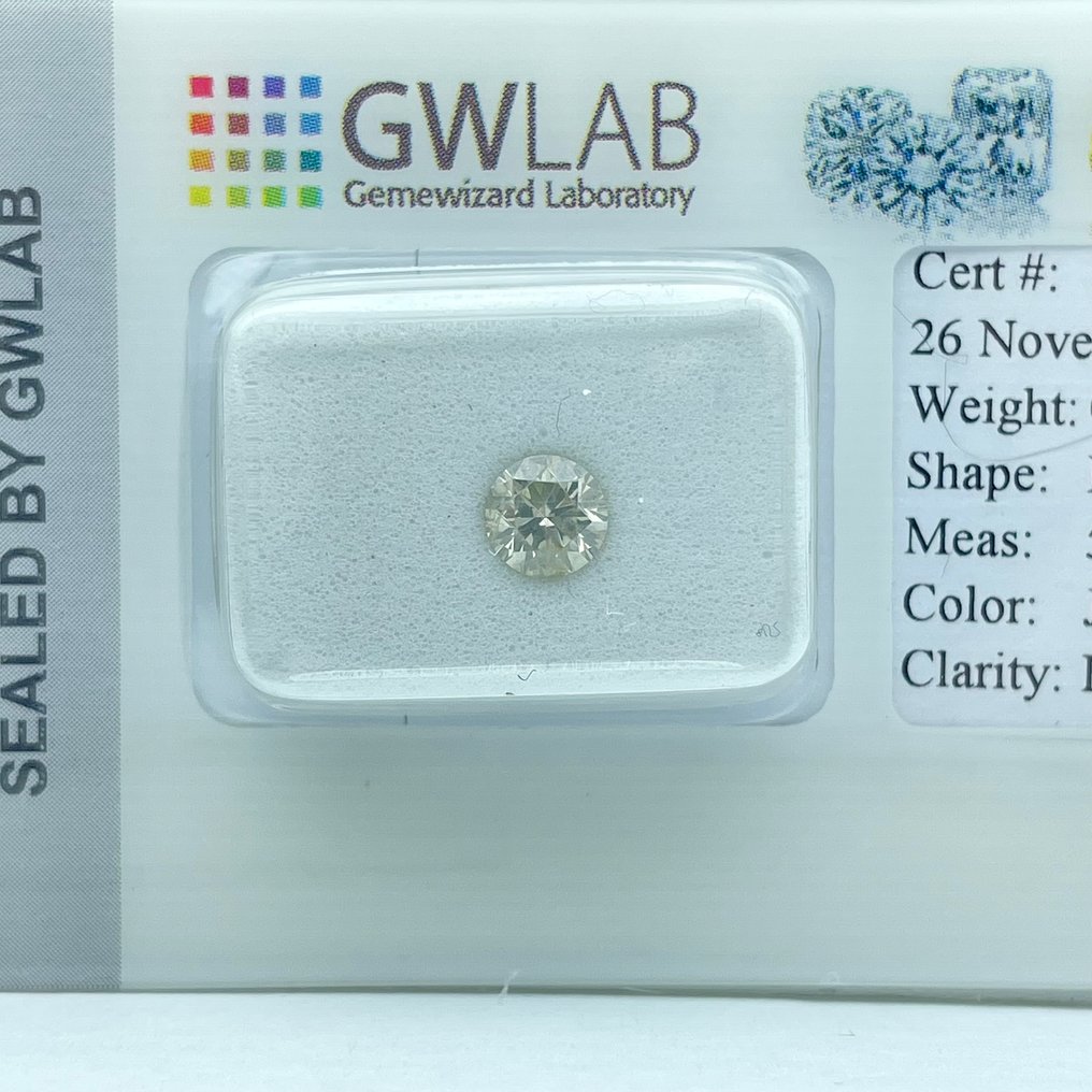 No Reserve Price - 1 pcs Diamond  (Natural)  - 0.50 ct - Round - J - I1 - Gemewizard Gemological Laboratory (GWLab) #3.2