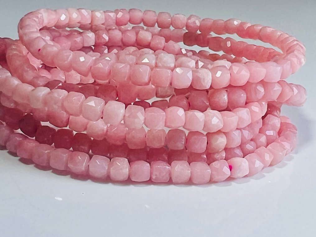 无底价爱、更新、和谐与力量套装 粉色蛋白石、普鲁尼石、玫瑰石英和红宝石手链（5毫米）- 30 g - (4) #2.1