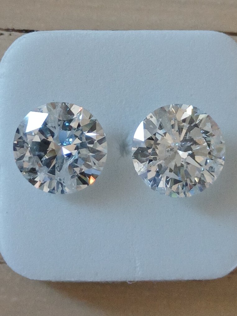 2 pcs Diamant (Natural) - 3.16 ct - Rund - G - I1 - Gemewizard Gemological Laboratory (GWLab) #1.0