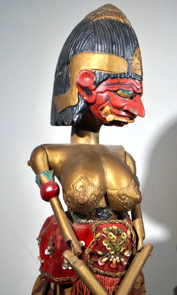 Set van twee Wayang Golek poppen - Indonesië - Eind 20e eeuw #1.0