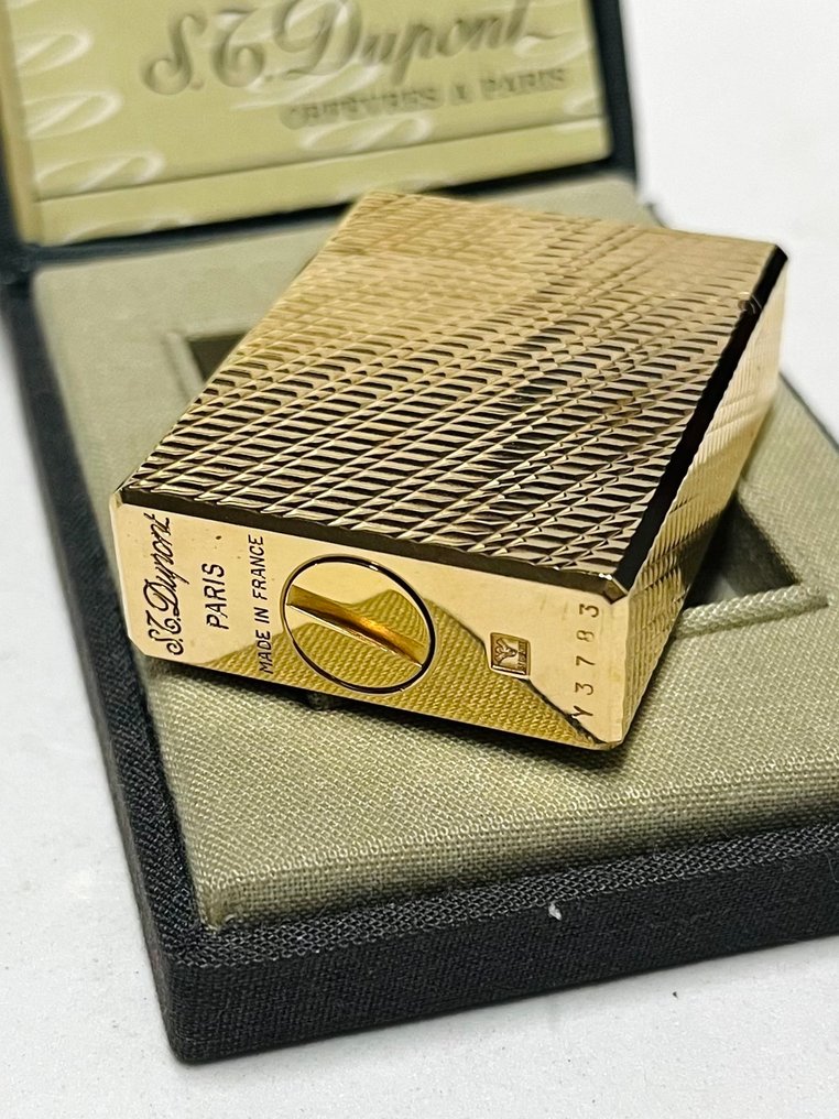 S.T. Dupont - NOS - L1 BS gold plated - lignes et baguettes obliques - Isqueiro - Banhado a ouro #1.0