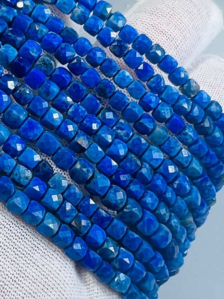 ***无底价*** 天然宝石四重奏 – 多面青金石、桃色月光石、穆卡伊特和多色碧玺（5毫米）- 30 g - (4) #1.0