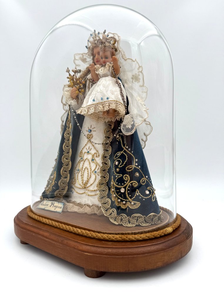 Zusters Clarissen - 塑像, Salvo Regina - 28 cm - 玻璃, 木, 蜡, 康德、布料、头发、金属、珠子…… #1.0