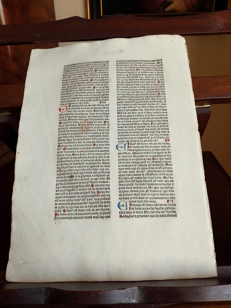 Nicolaus de Lyra - Sheet from Incunable Biblia latina ( Ezechiel Gospel ) Venice Italy incunabolo Bibbia Italian book - 1482 #3.2