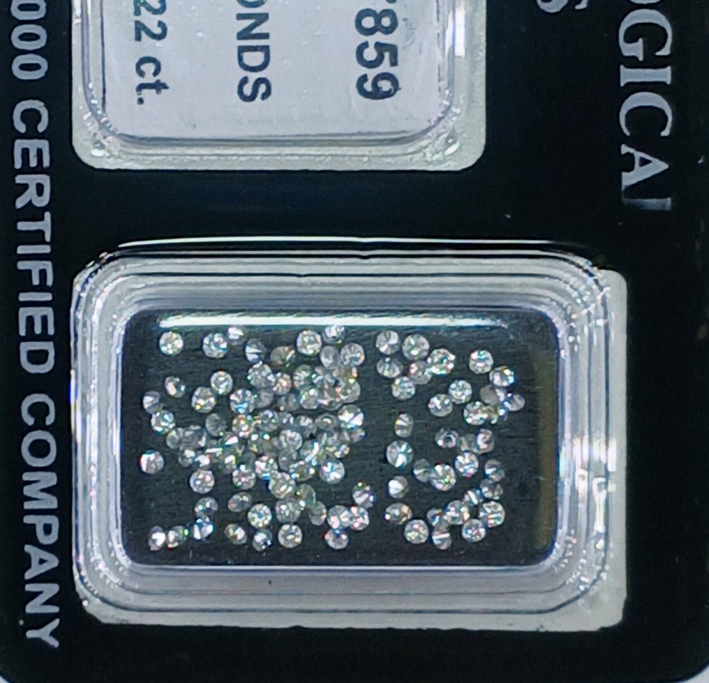 没有保留价 - 104 pcs 钻石  (天然)  - 1.22 ct - 圆形 - D (无色), F - SI1 微内含一级, VVS1 极轻微内含一级 - 以色列宝石中心（G.C.I.） #3.2
