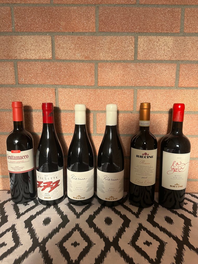 Riecine: Rosso 2017 x2, Chianti 2018, Gioia 2017, TreSette 2017 & 2022 Grattamacco - Tuscany - 6 Bottles (0.75L) #1.0
