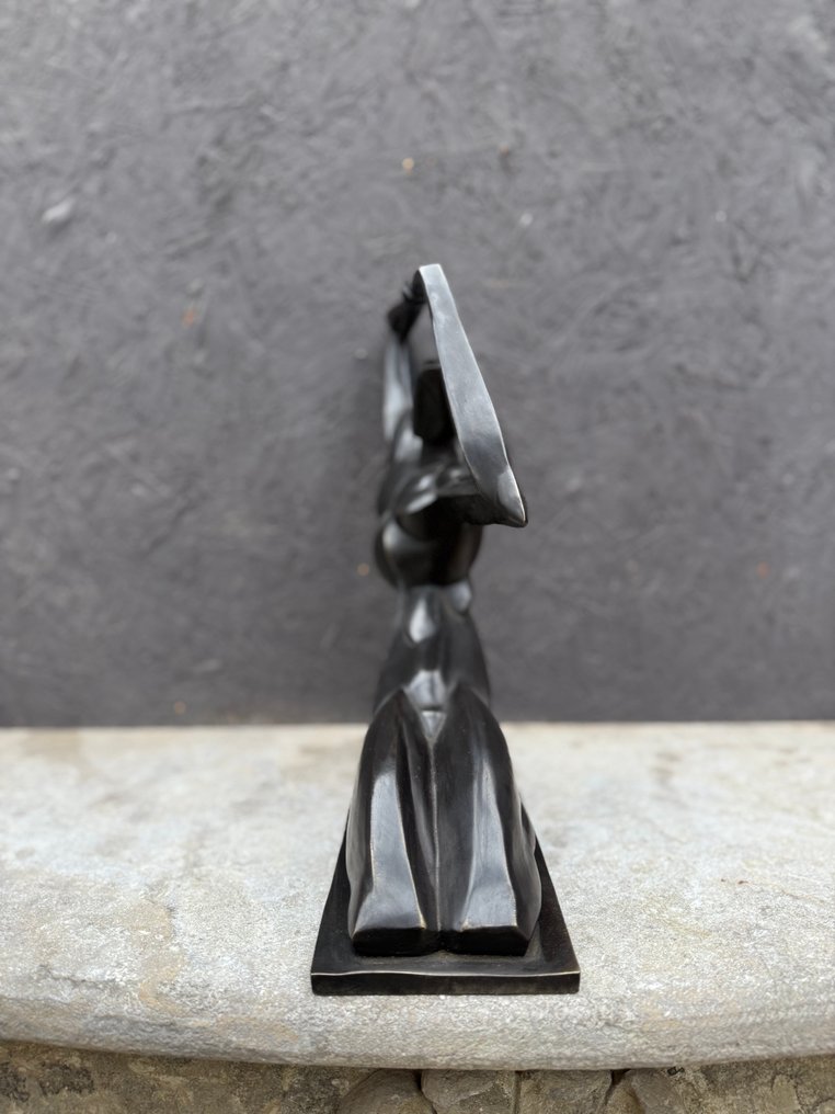 Oswald Herzog (1881-1939) - Szobor, Stylized figure - 37 cm - Patinált bronz #2.1