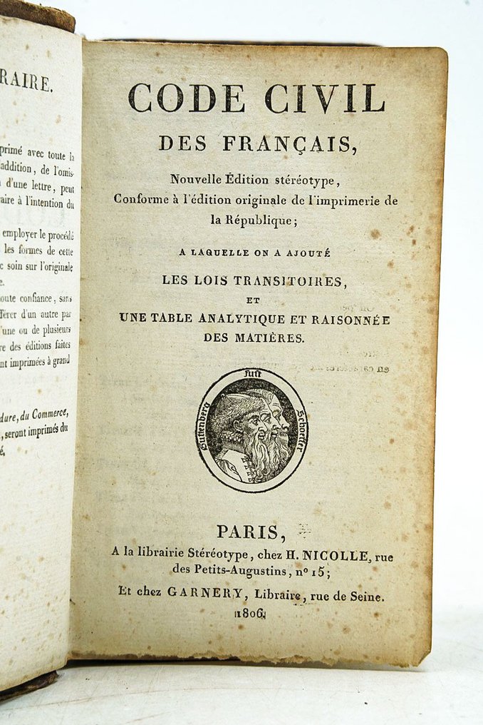 Napoléon - Code civil des Français & Code de Procédure Civile - 1806 #1.0