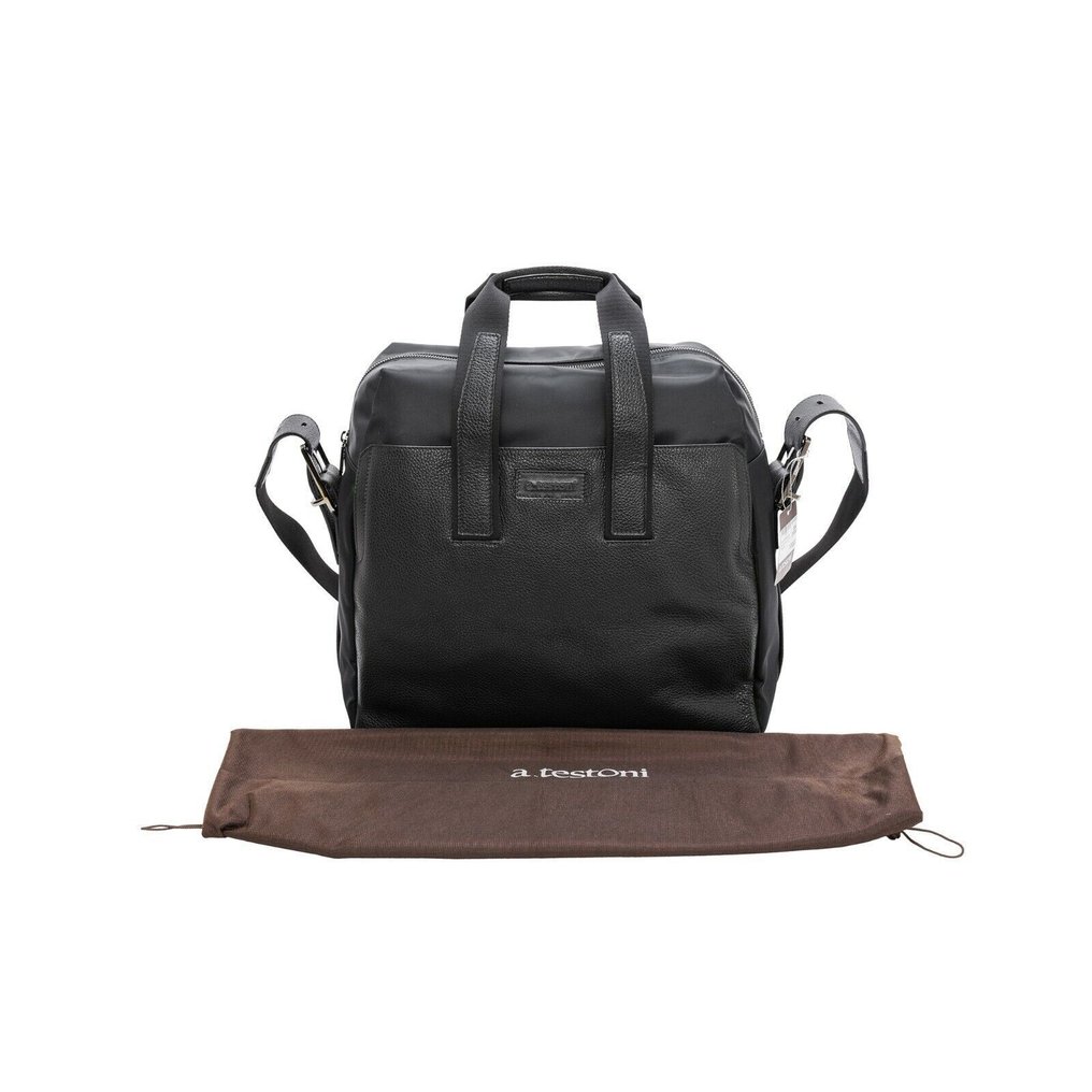 a.Testoni Bologna RRP 629€ Pc Case / Backpack Black Karibu Calf + Fabric Luxury - Τσάντα #4.3