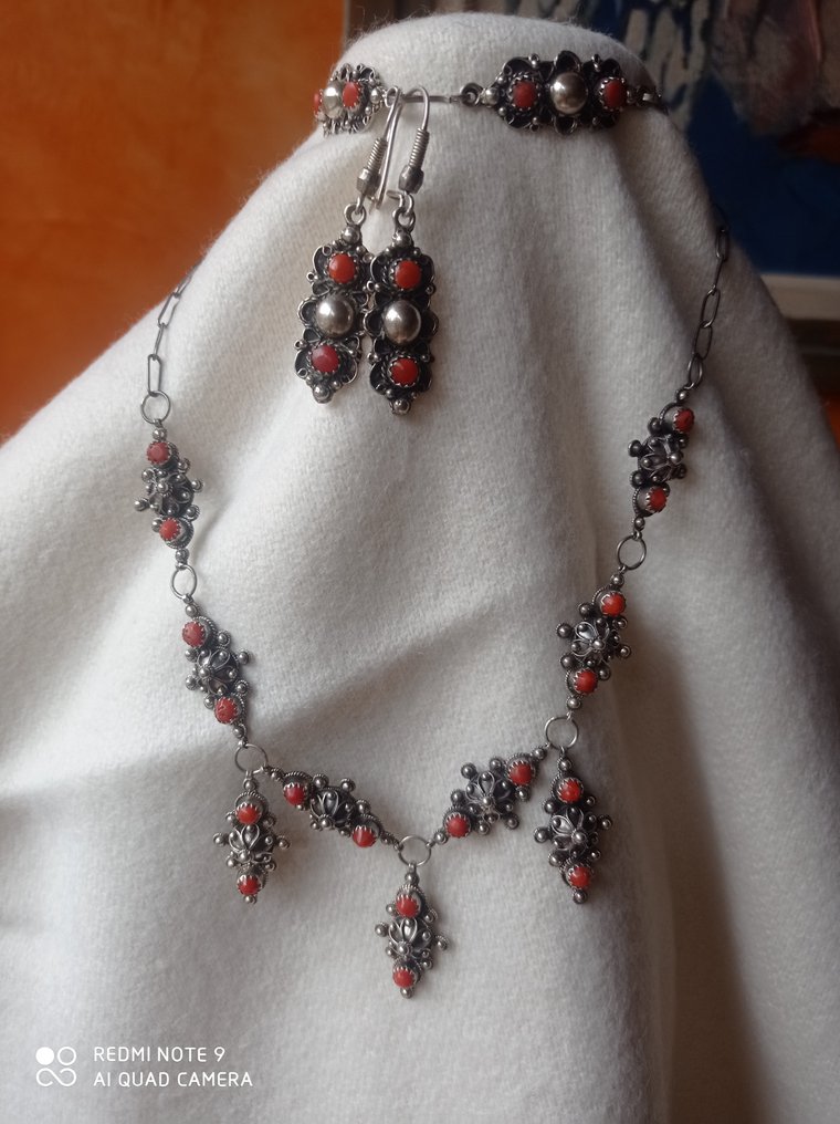 Parure Berbère Argent/Corail - Algéria  (Nincs minimálár) #1.0