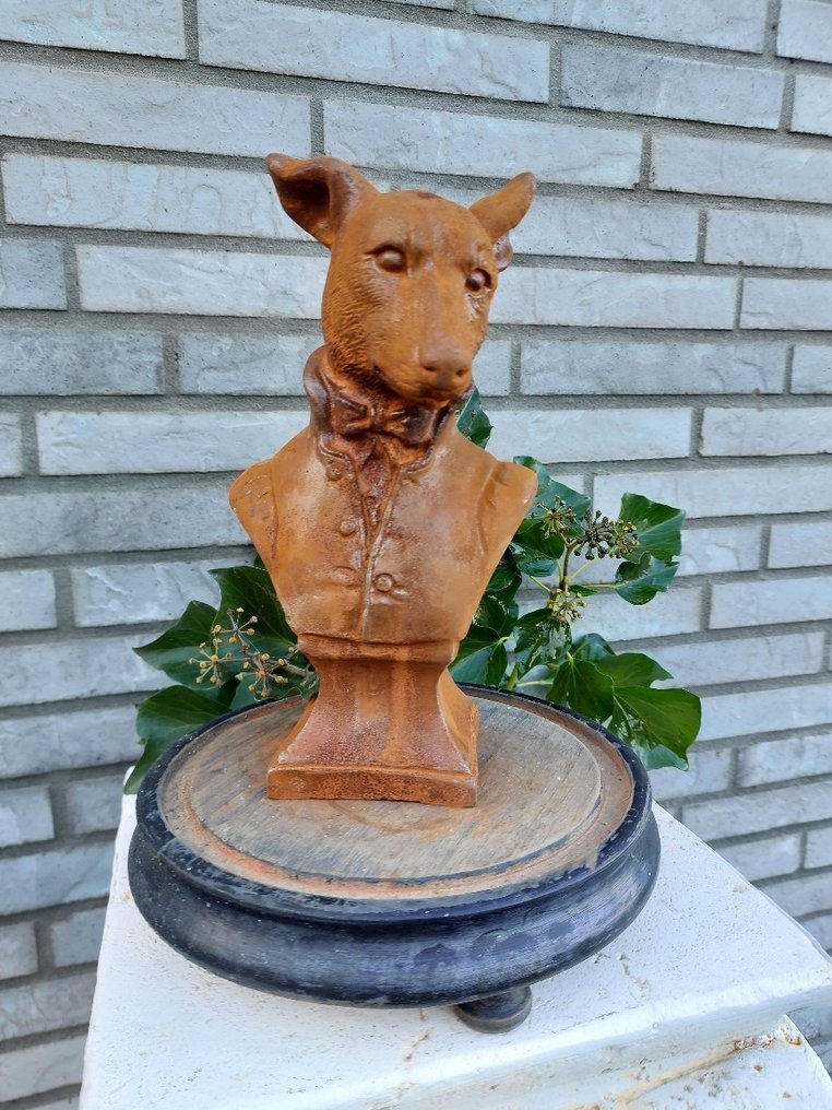 Szobor, statue of a dog in costume  in cast metal - 26 cm - Vas #1.0