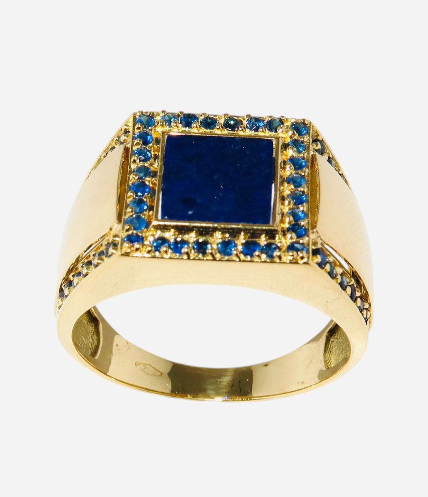 Δαχτυλίδι - 18 καράτια Κίτρινο χρυσό -  1.04ct. tw. Λάπις λαζούλι - Ζαφείρι #2.1