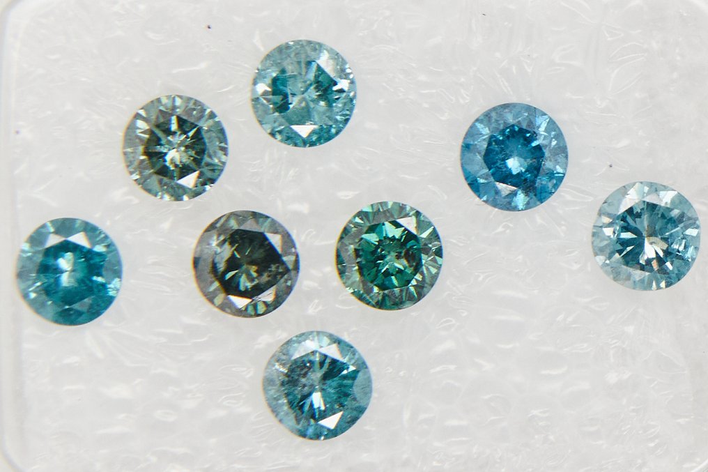 χωρίς τιμή ασφαλείας - 8 pcs Διαμάντι  (Επεξεργασμένου χρώματος)  - 1.17 ct - Στρογγυλό - I1, I2, I3 - Gem Report Antwerp (GRA) #1.0