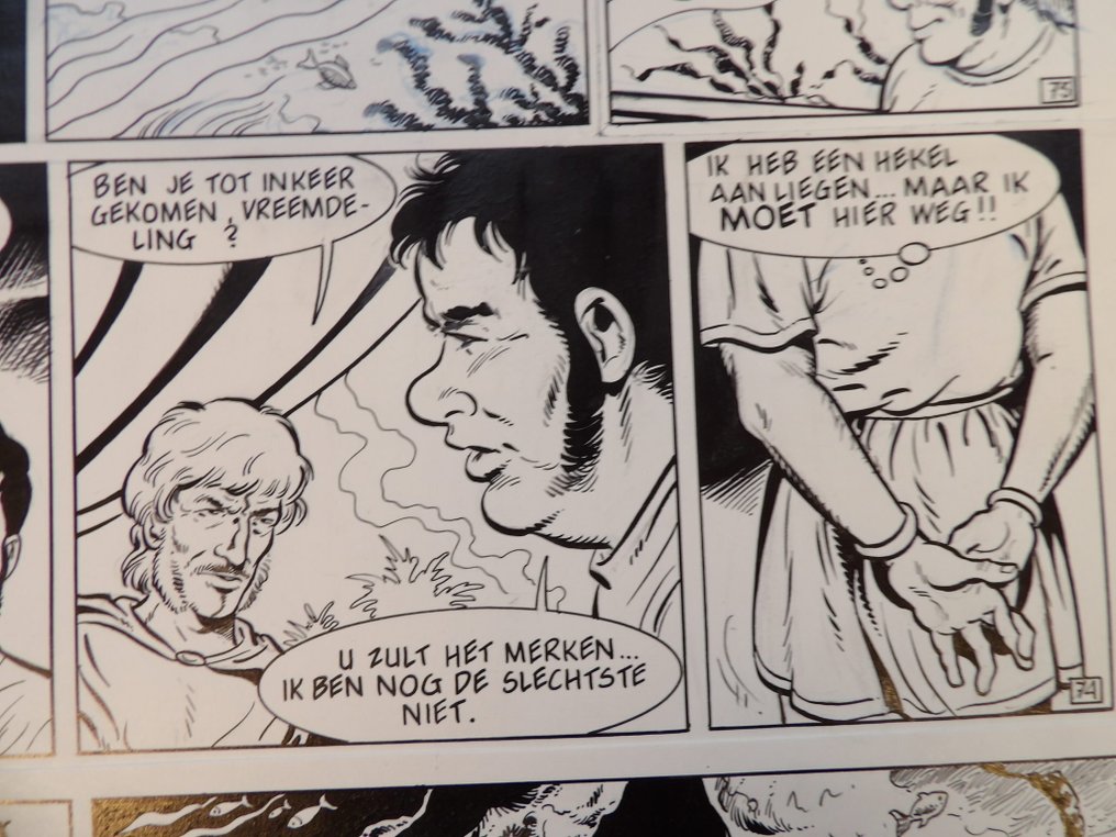 Van Riet, Ron - Robert en Bertrand 93 - De Gouden Poort [strook 73 t/m 76] - 1 pagina originale x - Prima edizione - 1992 #4.3