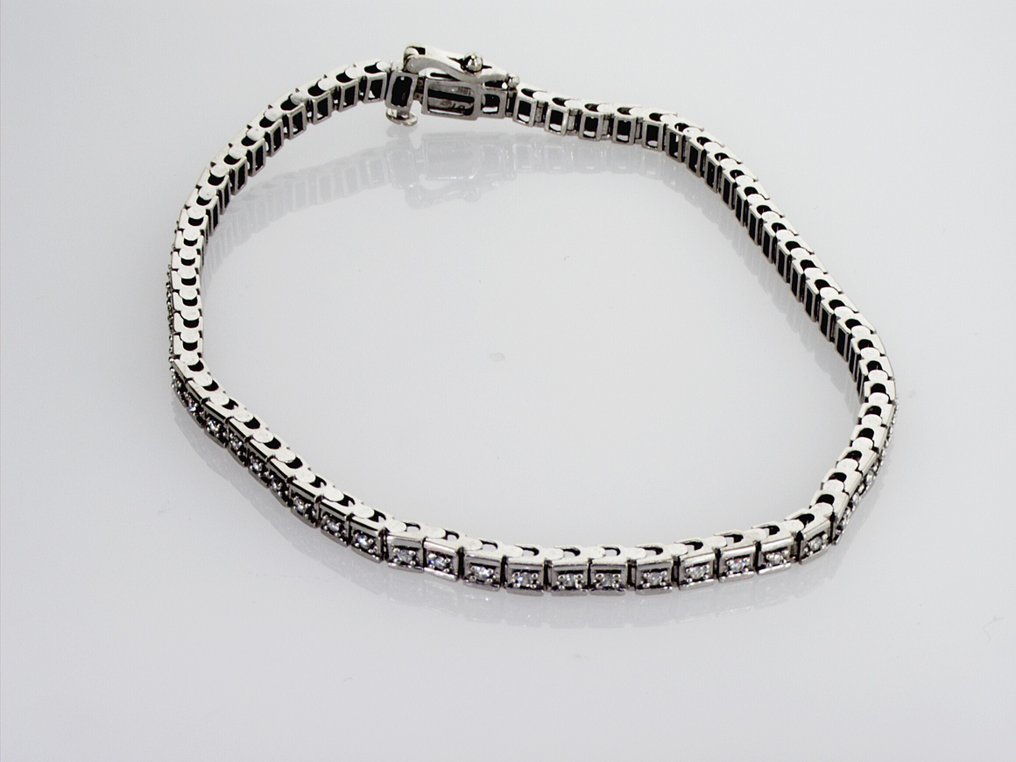 Βραχιόλι τένις - 18 καράτια Λευκός χρυσός - 0.60ct. tw. Διαμάντι (Φυσικό) - YKJ0012 #4.3