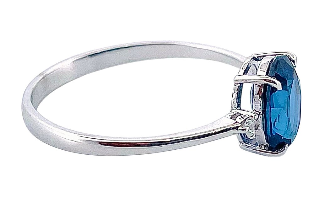 没有保留价 - 戒指 - 18K包金 白金 蓝宝石 - 钻石 #4.3