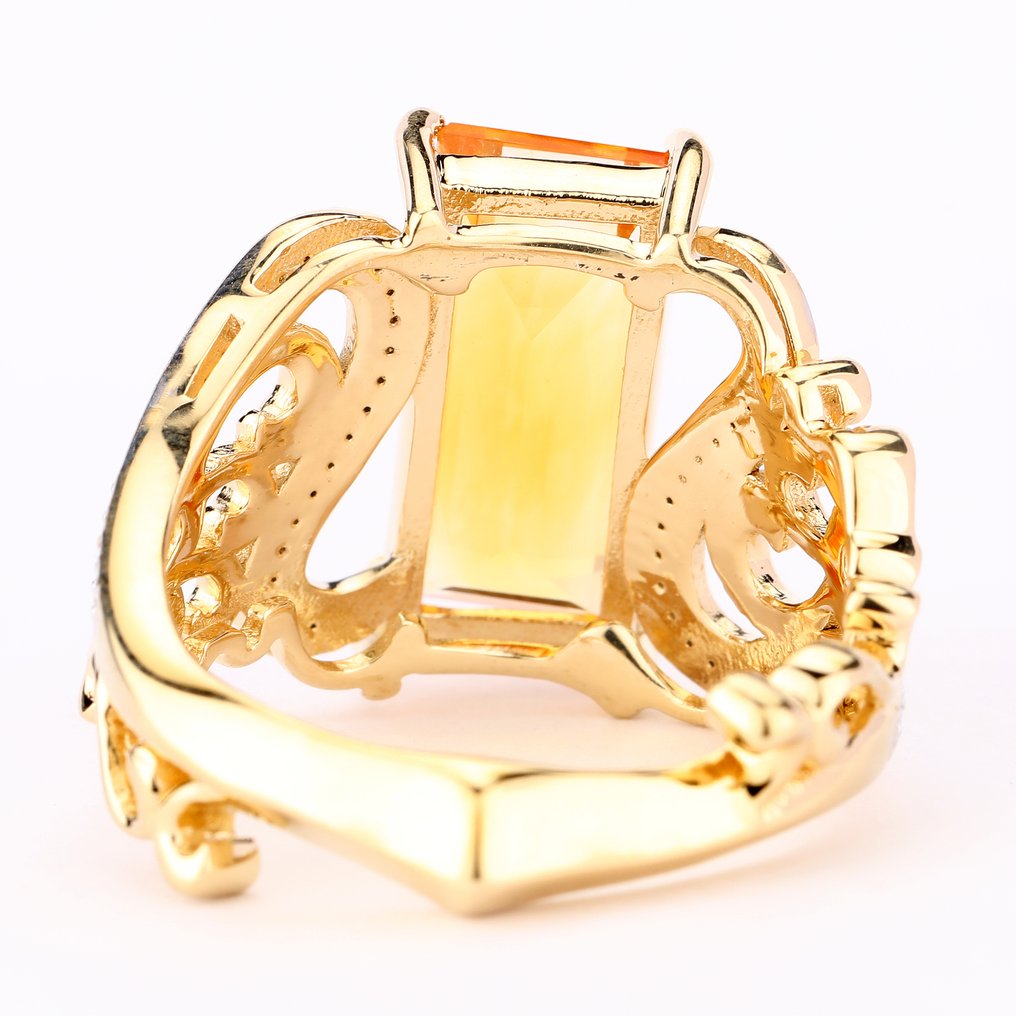 Sem preço de reserva - Anel Banhado a ouro, Prata -  4.67ct. tw. Citrino - Topázio #3.2