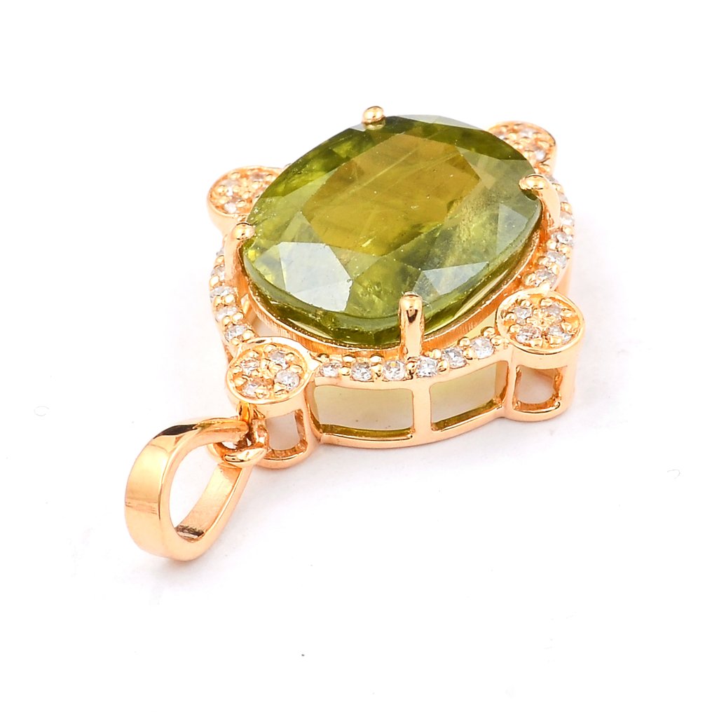 没有保留价 - 吊坠 - 14K包金 黄金 -  5.57ct. tw. 蓝宝石 - 钻石 #3.2