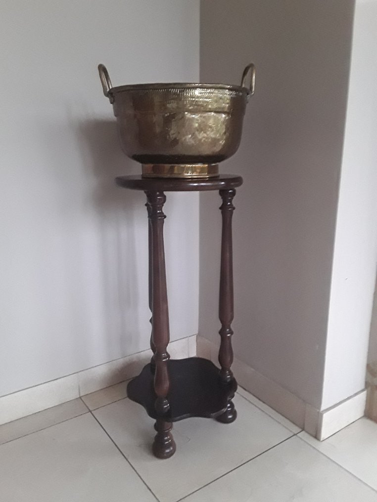 站架 (2) - 橡木, 銅 - 花槽在橡木脚上 #1.0