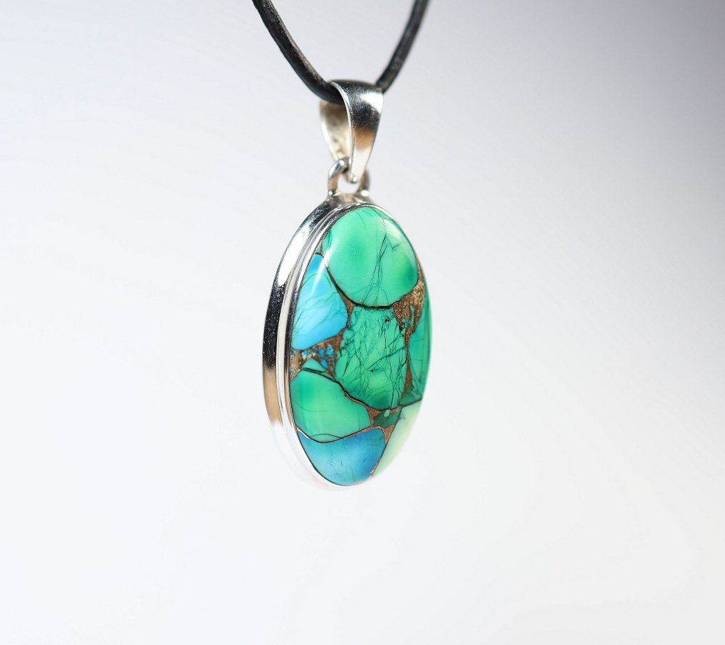 Μενταγιόν πεταλούδα, δάφνη, τιρκουάζ / Cabochon / νέο - 7.52 g - (1) #1.0