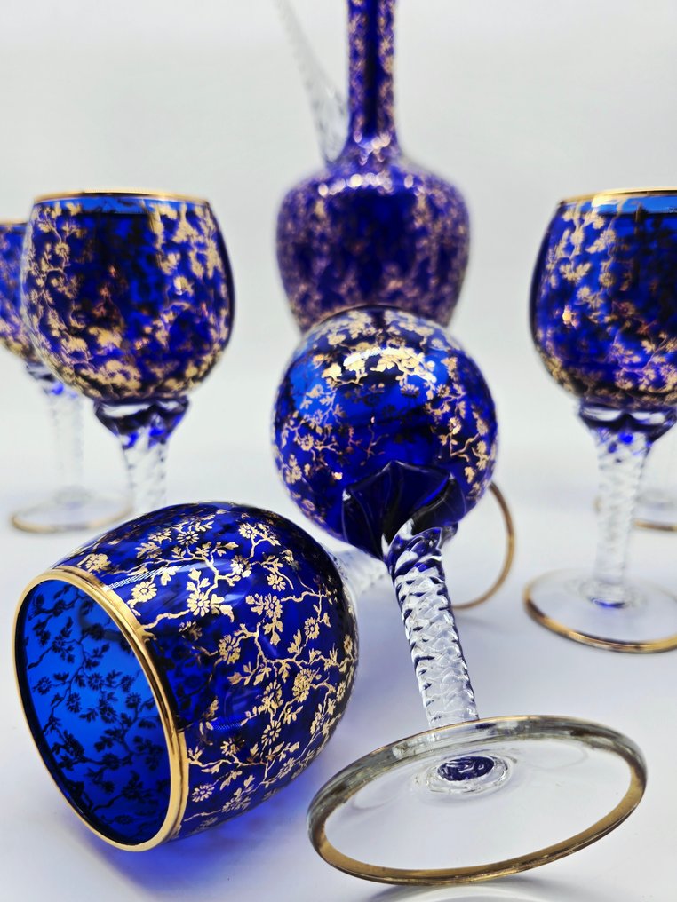 Fornaci Muranesi Italy. - Table service for 6 (7) - Twisted stem - Crystal #4.3