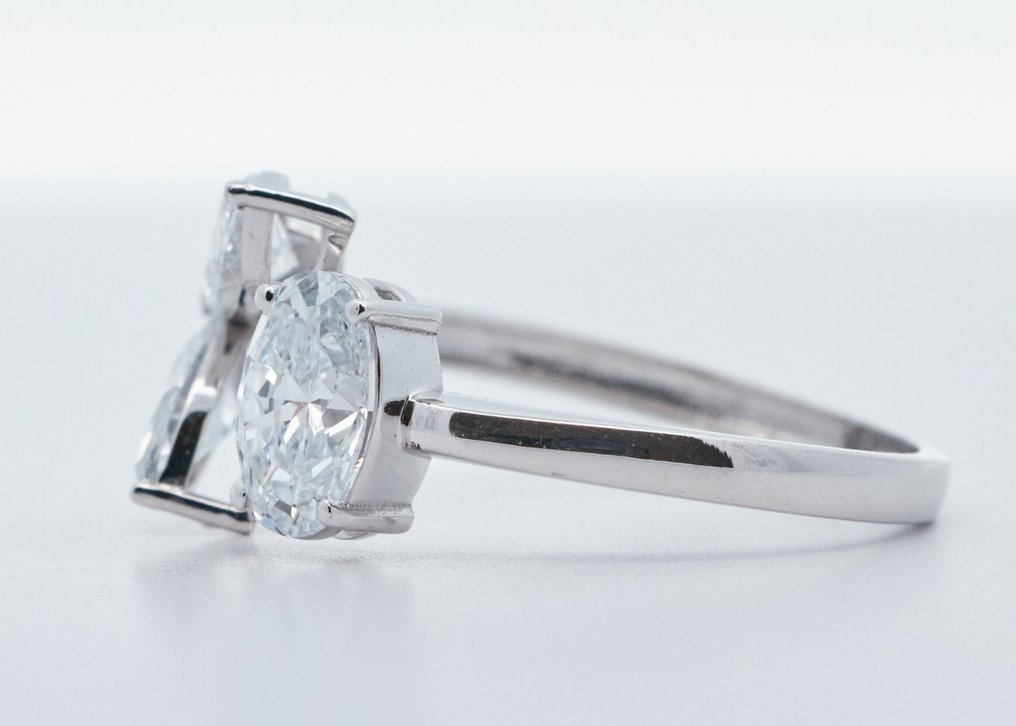 没有保留价 - 戒指 - 14K包金 白金 -  1.58ct. tw. 钻石 (实验室培育) #4.3