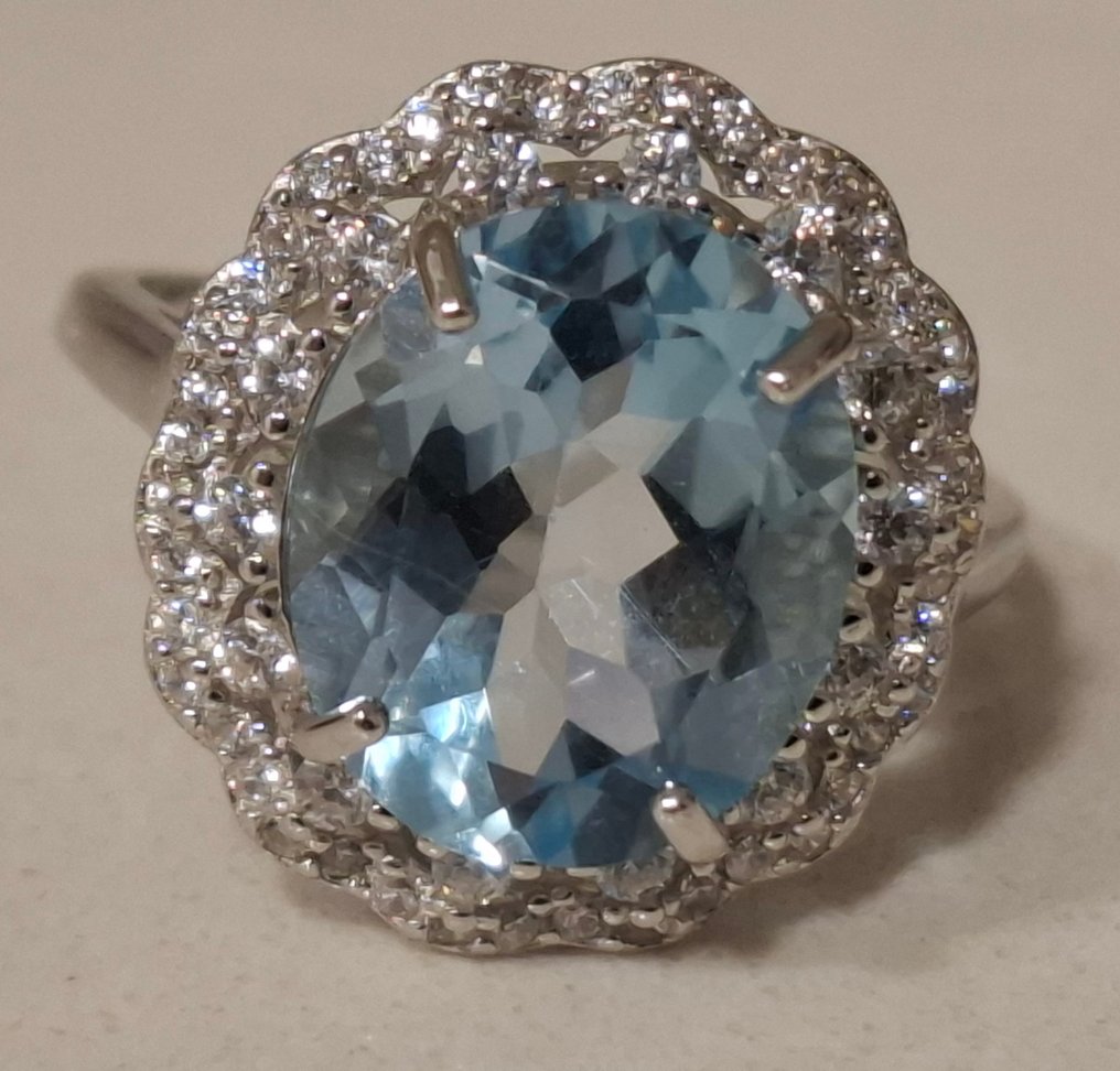 Senza Prezzo di Riserva - Anello Argento Topazio - Gema natural 8 CT #3.2