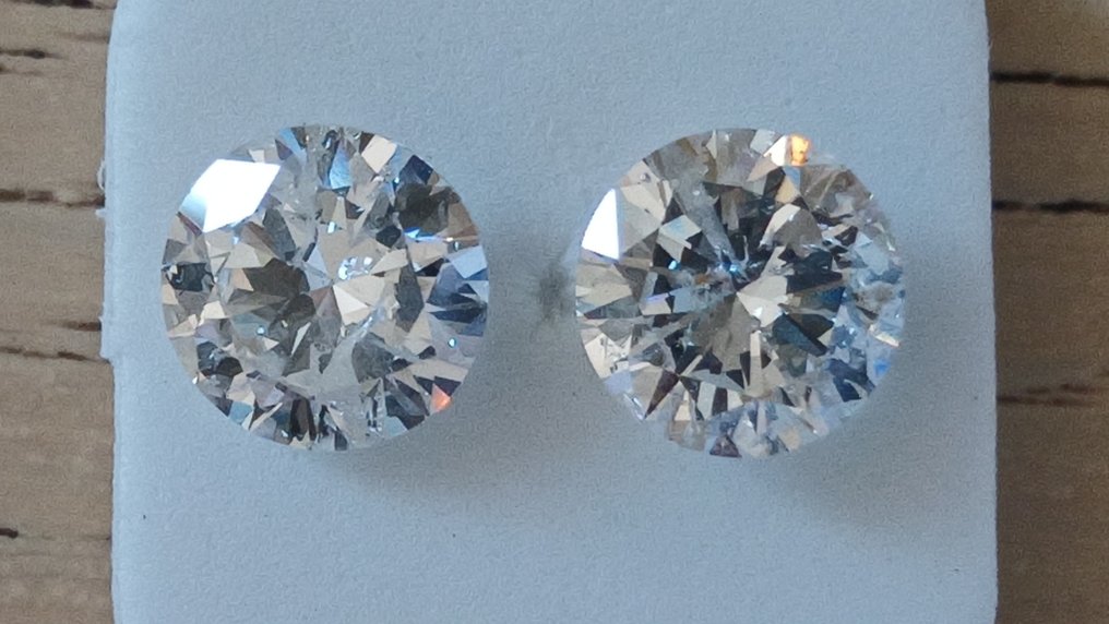 2 pcs Diamant (Natural) - 3.16 ct - Rund - G - I1 - Gemewizard Gemological Laboratory (GWLab) #2.1