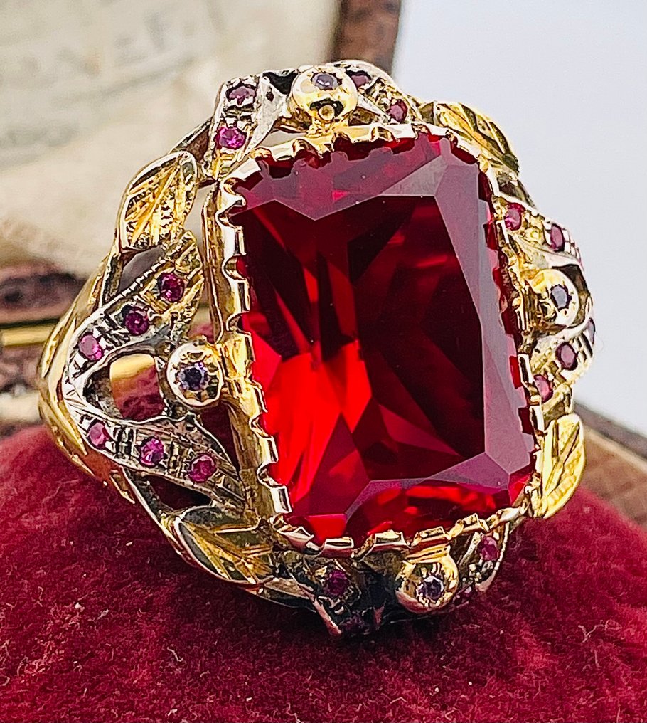 沒有保留價 - 戒指 - 9 節 黃金, 銀 紅寶石 - 紅寶石 #2.1