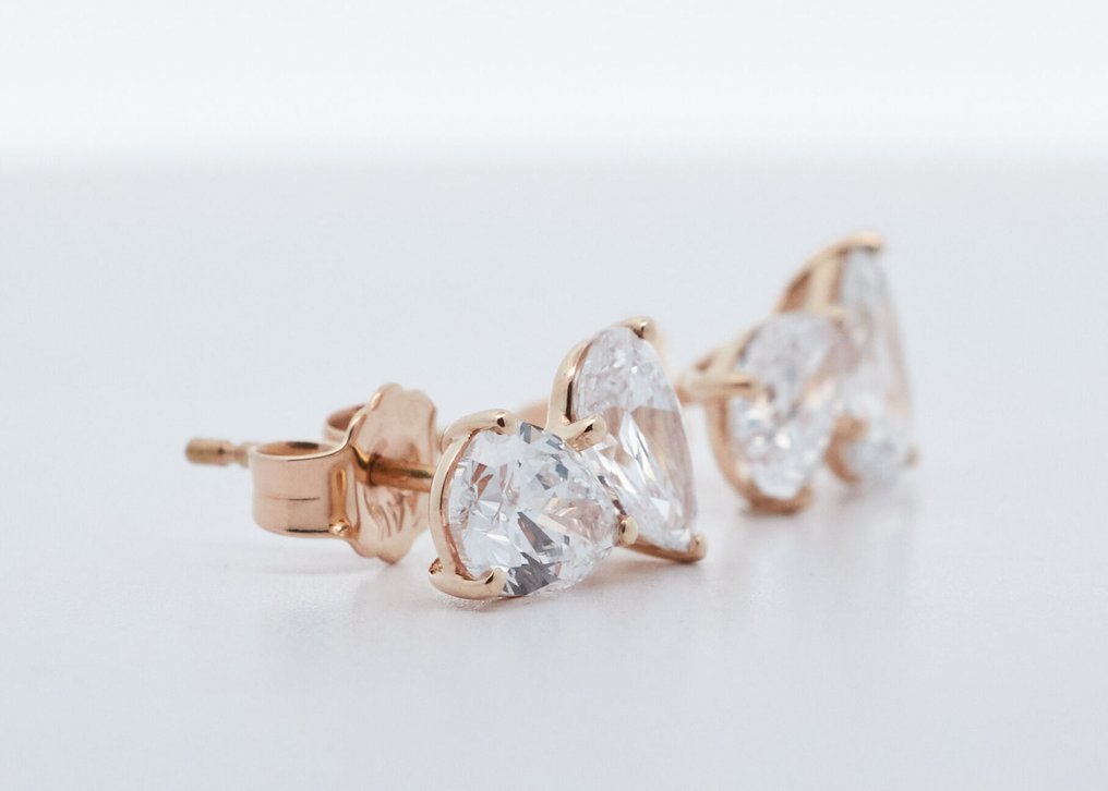 沒有保留價 - 耳環 - 14 克拉 黃金 -  1.98ct. tw. 鉆石 (實驗室培育) #2.1