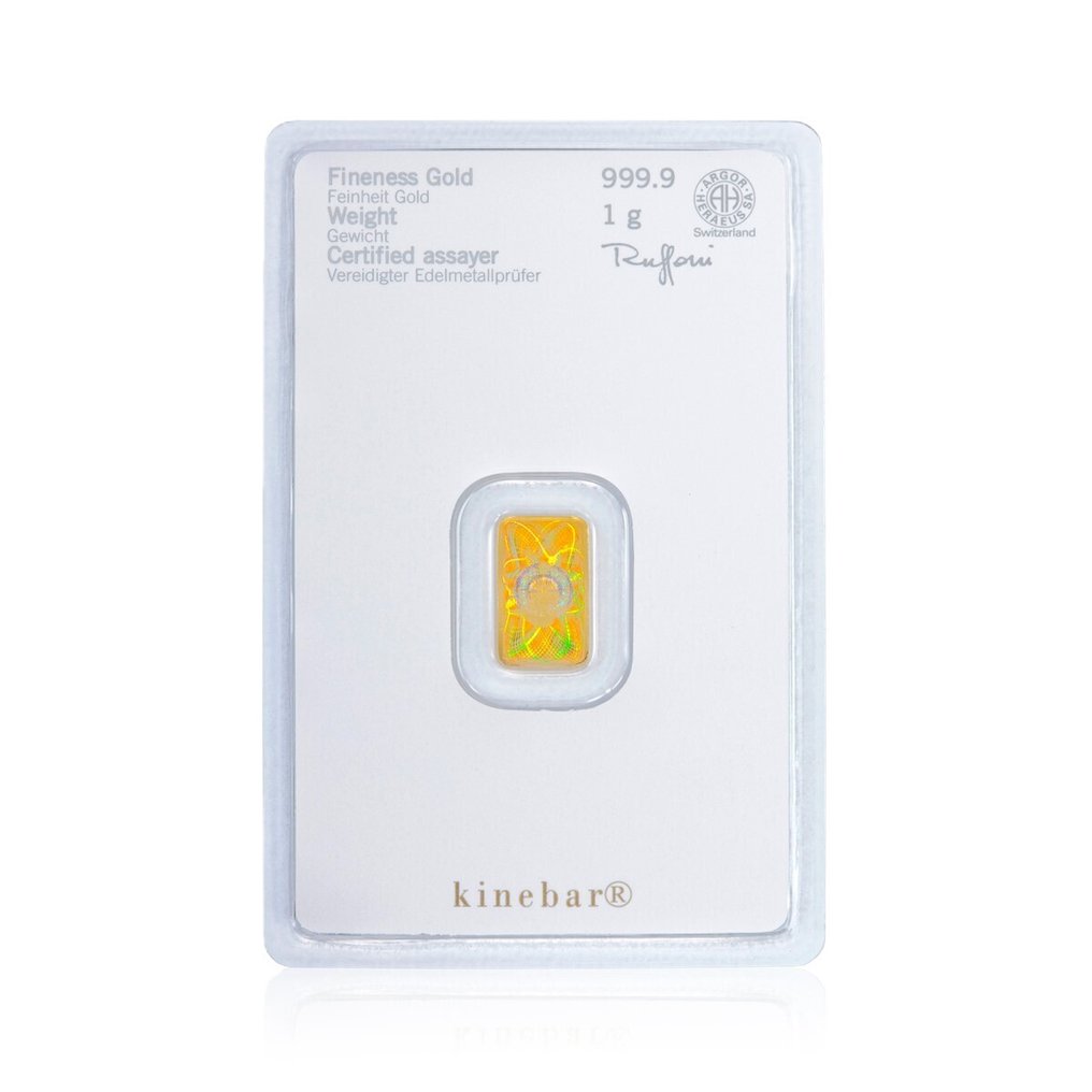 1 gram - Guld 999 - Heraeus Kinebar - Forseglet & Med certifikat  (Ingen mindstepris) #1.0