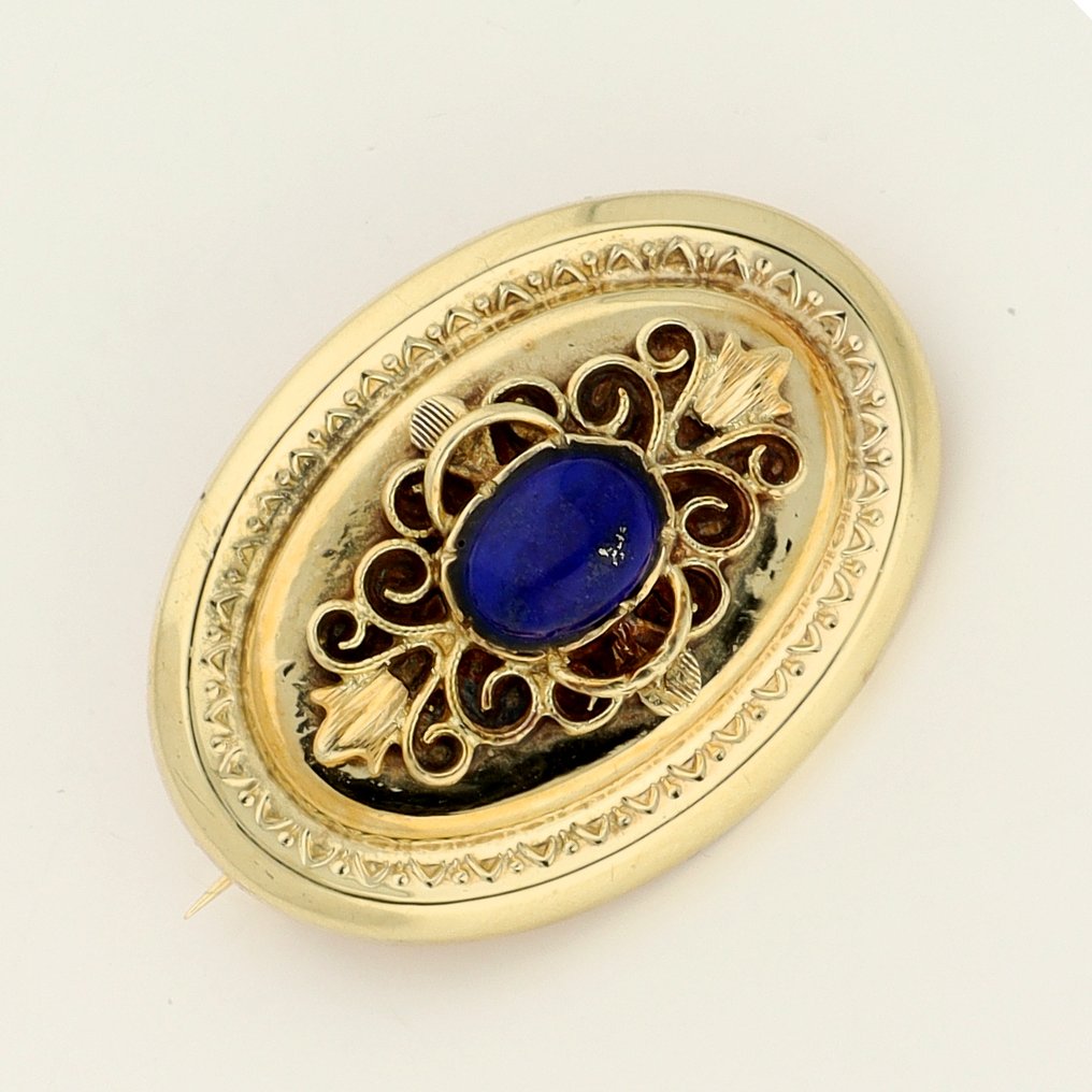 Καρφίτσα - 14 καράτια Κίτρινο χρυσό - Lapis lazuli #2.1