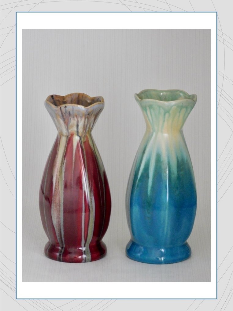 Faïence de Thulin - Vase (2) -  FT 227  - Keramik, Töpferware #1.0