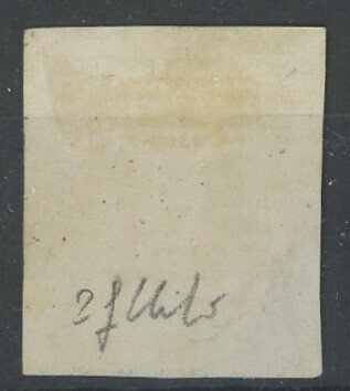 意大利古國－薩丁尼亞 1851 - 维托里奥·埃马努埃莱二世的像，20分之一欧元，浅蓝色，编号2f，第一版，二手 - Ballabio - Sassone n.2f #1.0