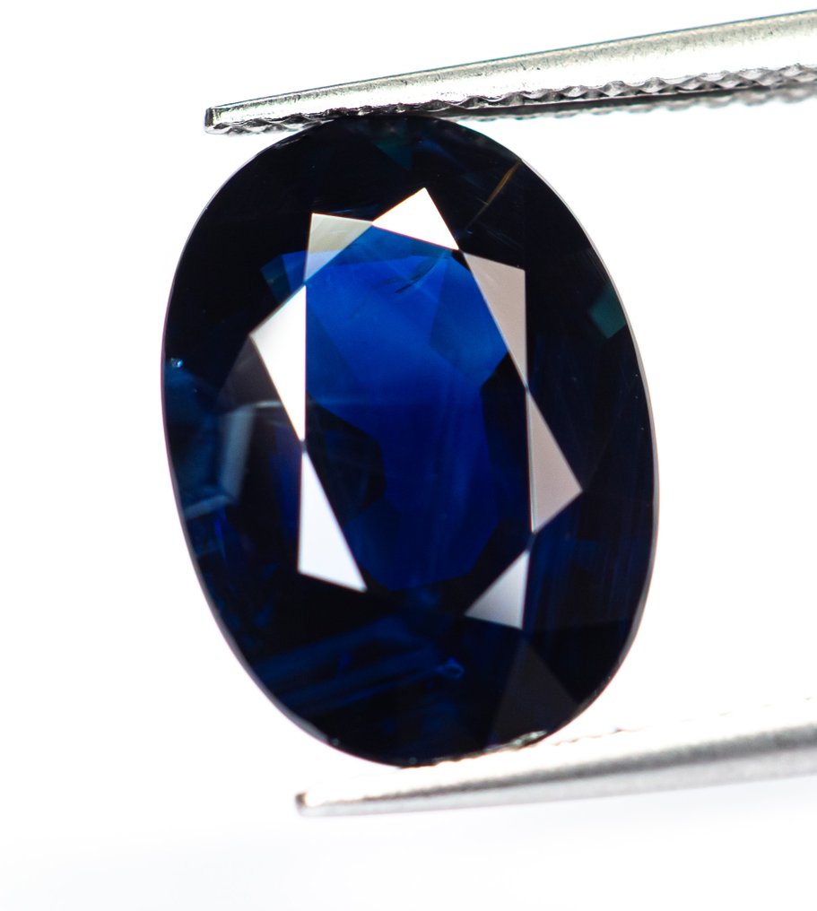 No reserve price Sapphire  - 9.03 ct - Bellerophon Gemlab - Deep Blue #2.1