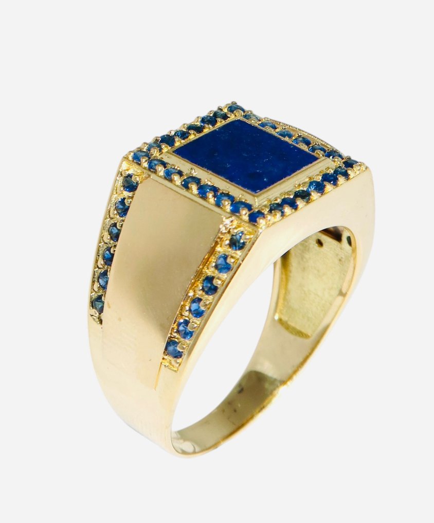 Δαχτυλίδι - 18 καράτια Κίτρινο χρυσό -  1.04ct. tw. Λάπις λαζούλι - Ζαφείρι #3.2