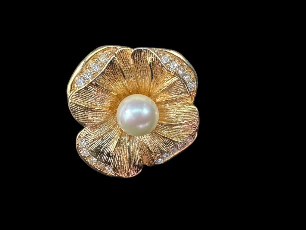 Christian Dior - Vergoldet - Brosche - Seltene Perlenblume #4.3