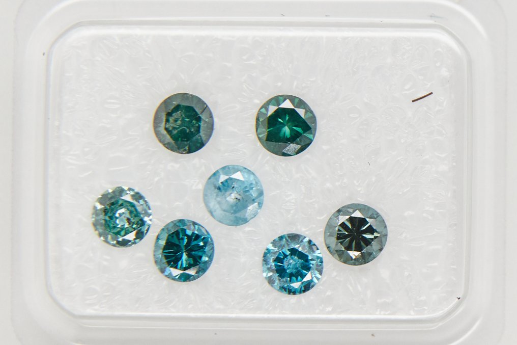 χωρίς τιμή ασφαλείας - 7 pcs Διαμάντι (Επεξεργασμένου χρώματος) - 1.05 ct - Στρογγυλό - SI1, SI2, I1, I2, I3 - Gem Report Antwerp (GRA) #1.0