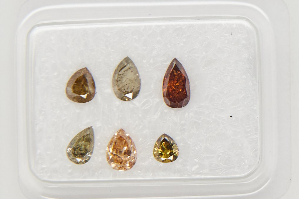 Ohne Mindestpreis - 6 pcs Diamant (Natürlich) - 0.87 ct - Birne - I1, I2, I3 - Gem Report Antwerp (GRA) #2.1