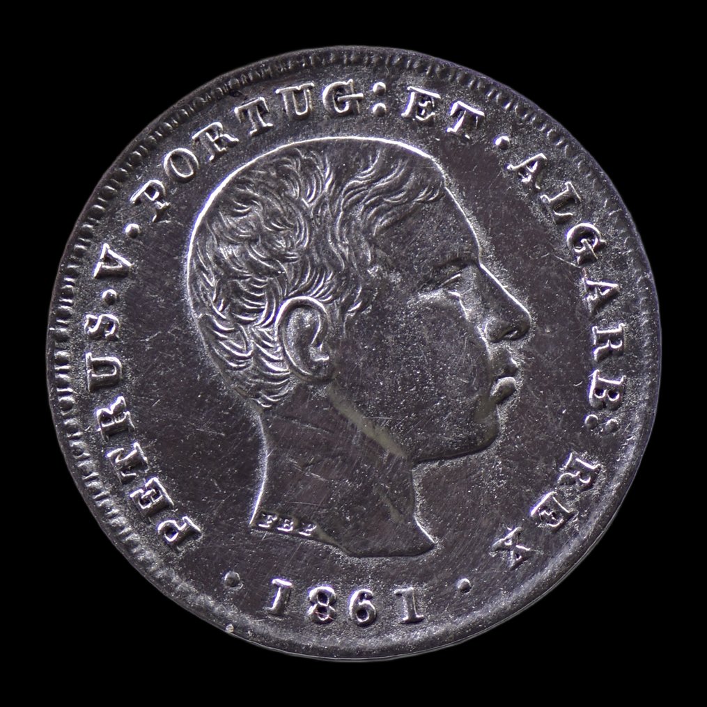 Portugal. D. Pedro V (1853-1861). 100 Reis 1861 (Zonder Minimumprijs) #1.0