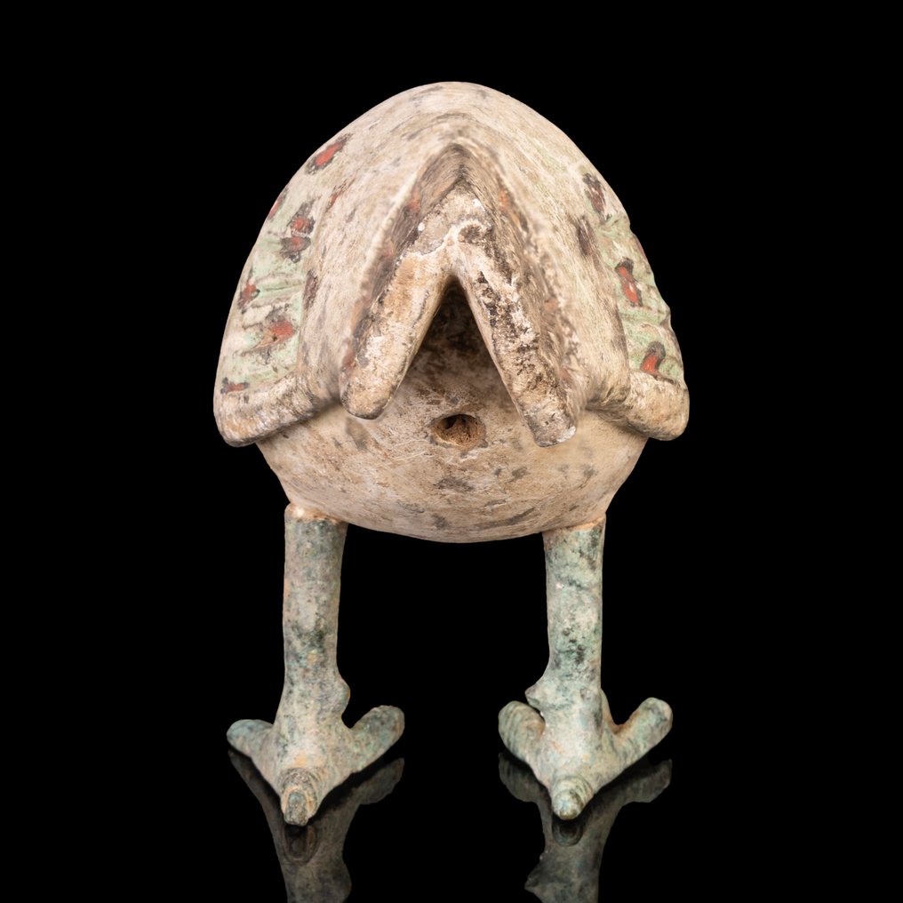 Αρχαία Κινέζικη, δυναστεία των Han Πολυχρωμο πουλί από πηλό με χάλκινα πόδια  (χωρίς τιμή ασφαλείας) #3.2