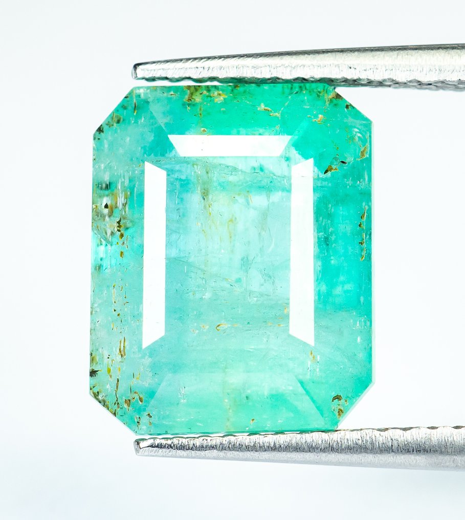 No reserve price Emerald  - 6.49 ct - Bellerophon Gemlab - Bluish Green (Nigeria) #1.0