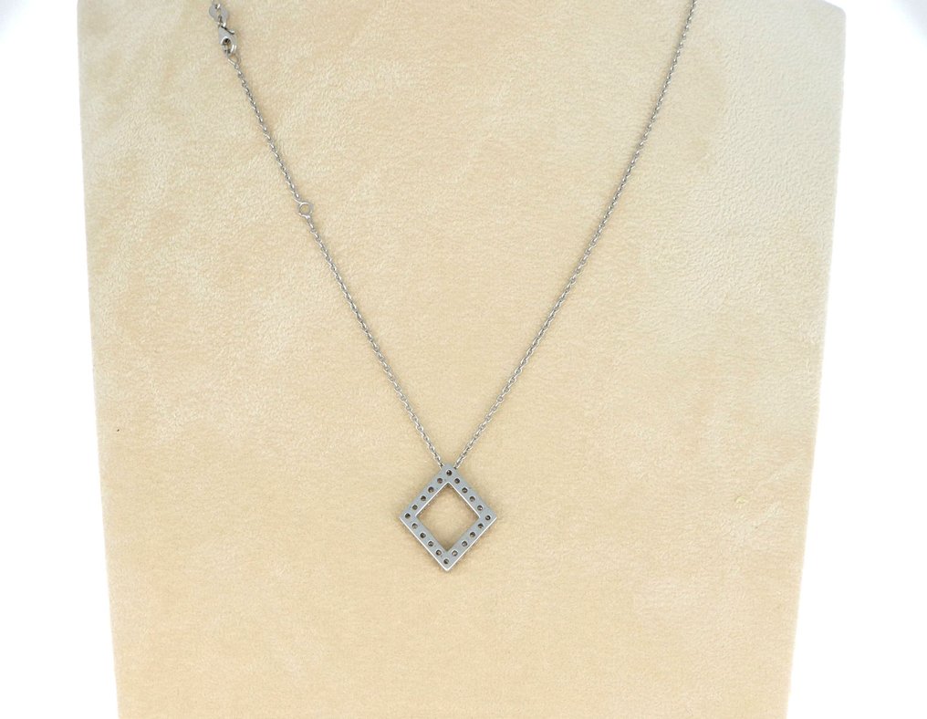 沒有保留價 - 吊墜頸鏈 - 18 克拉 白金 - 0.50ct. tw. 鉆石 (天然) #4.3