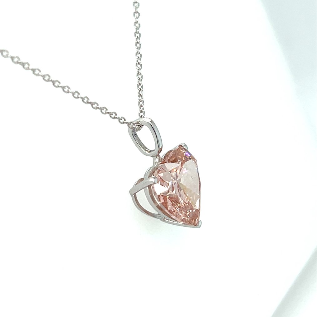 Collana - 14 carati Oro bianco - 3.98ct. tw. Rosa Diamante (Diamante colore fancy lab-grown) #1.0