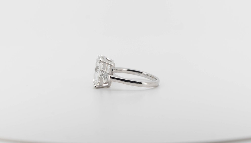 戒指 - 18 克拉 白金 -  5.04ct. tw. 鉆石 (實驗室培育) - 鉆石 - Emerald E-VVS2 #4.3