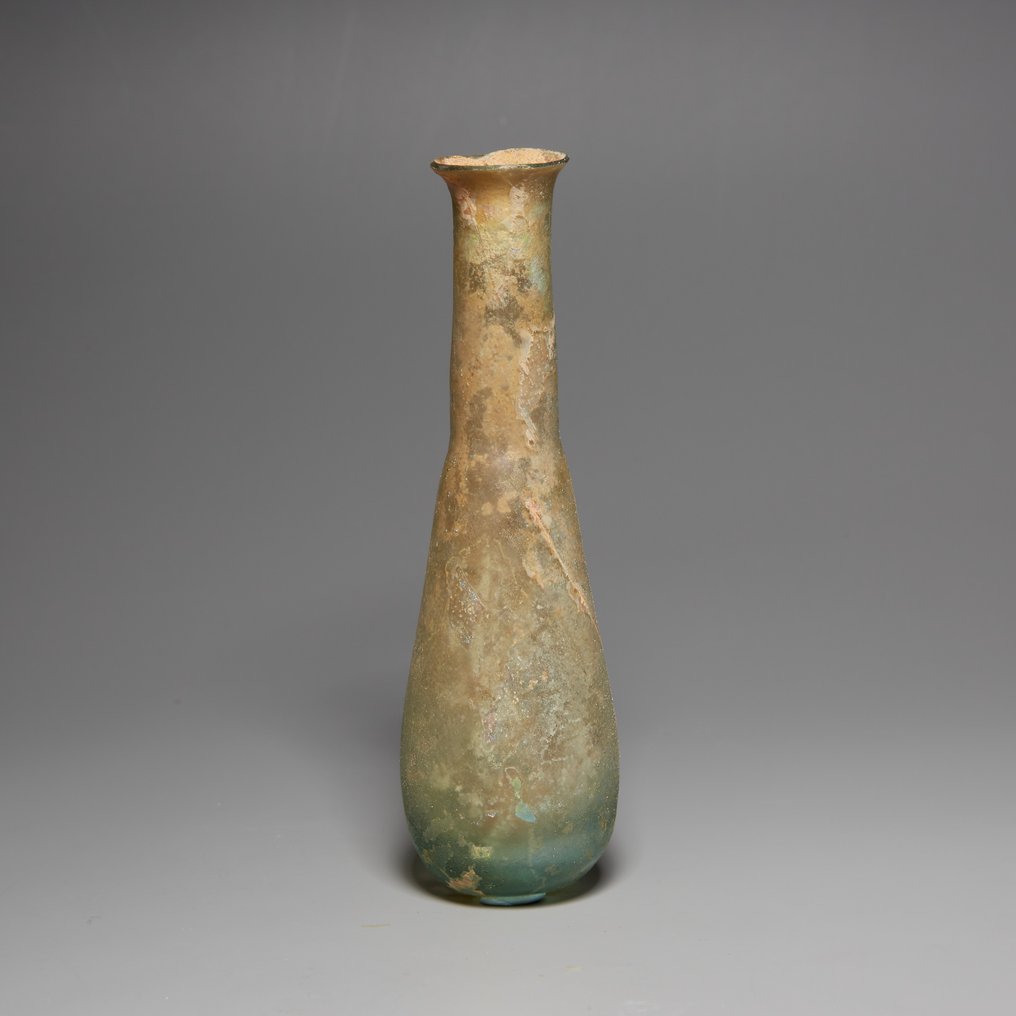 Αρχαία Ρωμαϊκή Γυαλί Φιάλη, 1ος - 3ος αιώνας μ.Χ. Ύψος 10 cm. #1.0