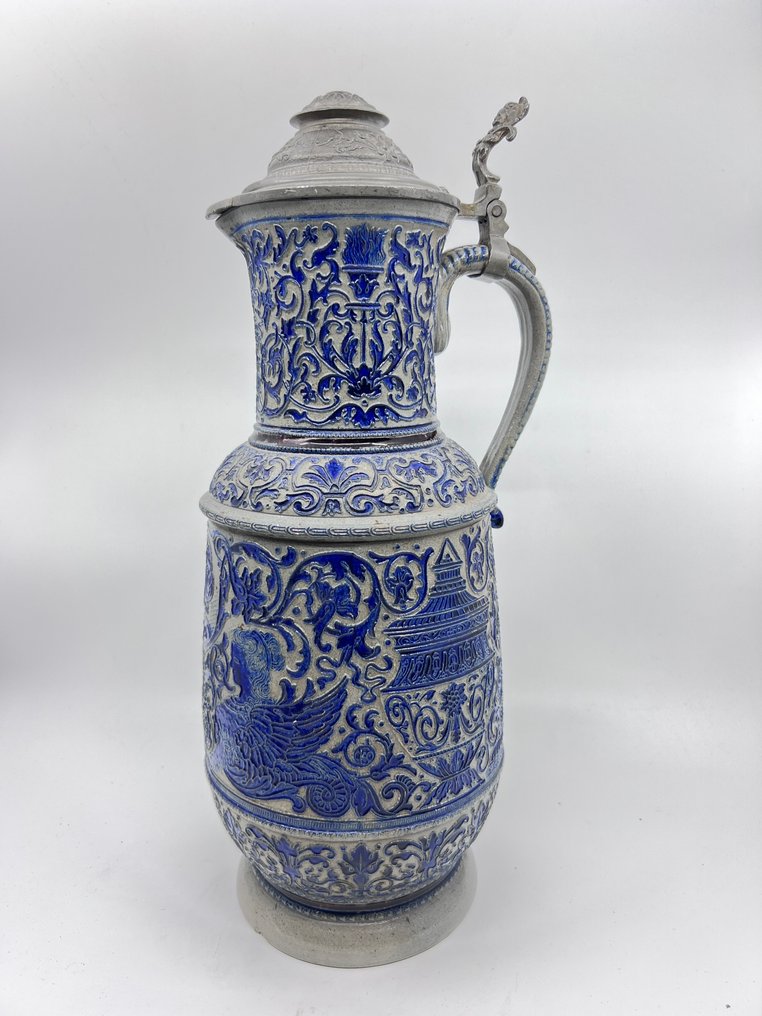 westerwald - Ewer - Can with lid - Earthenware - High Westerwald can #1.0