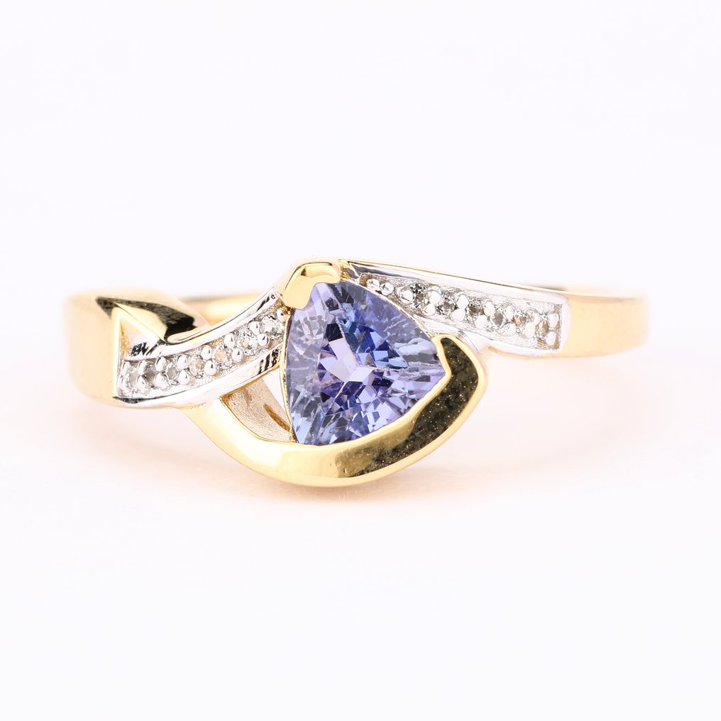 Fără preț de rezervă - Inel Placat cu aur, Argint - 0.80ct. tw. Tanzanite - Topaz #1.0